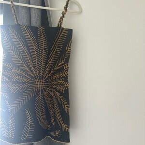 ALEXIS mini dress black and yellow